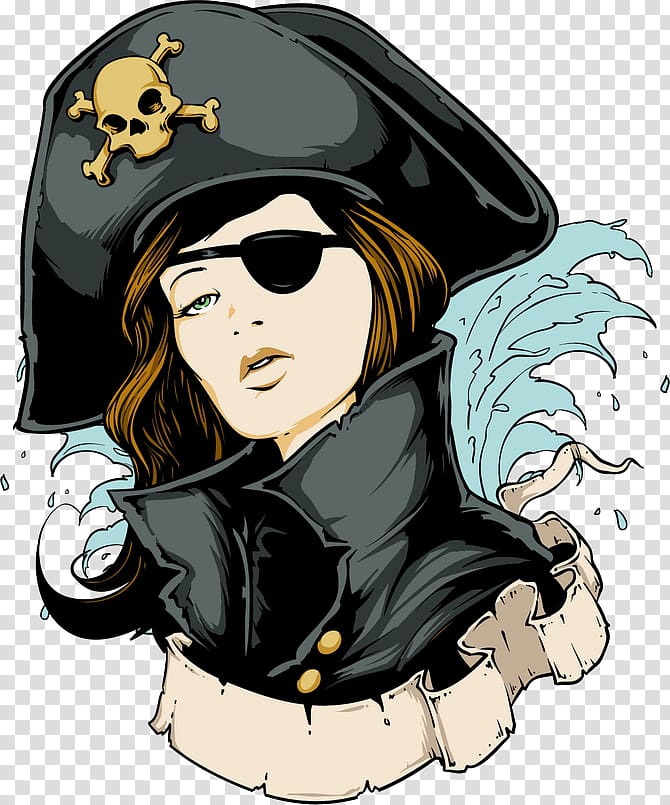 Piracy illustration, Female pirate transparent background PNG clipart