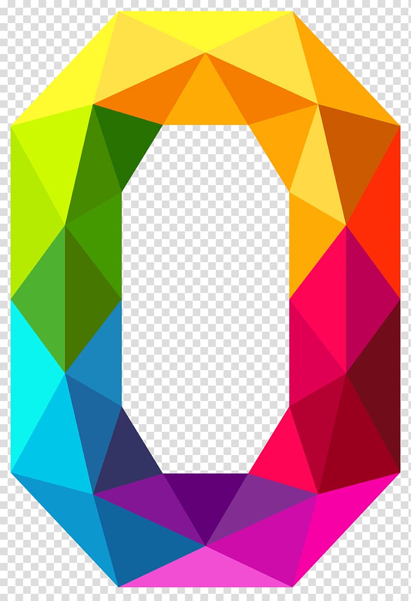 0 Number , Colourful Triangles Number Zero , multicolored geometrical zero symbol transparent background PNG clipart
