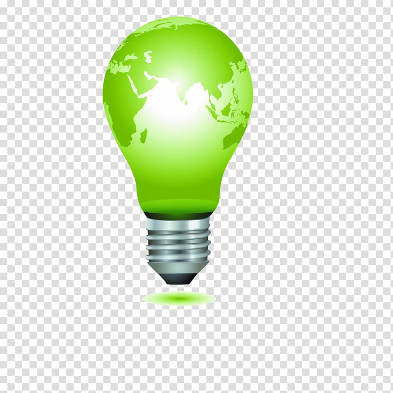Incandescent light bulb , Green light bulb transparent background PNG clipart