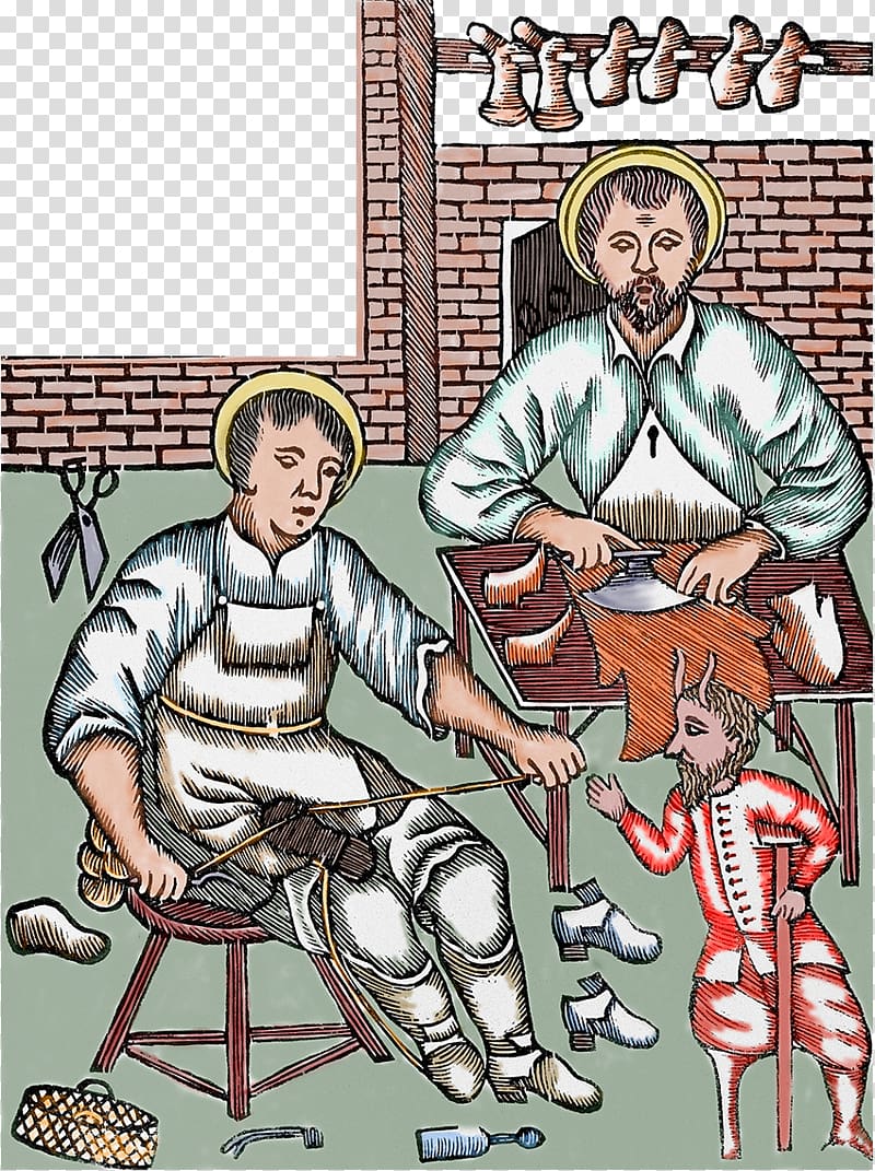 Shoemaking Illustration, Medieval leather shoemaker transparent background PNG clipart