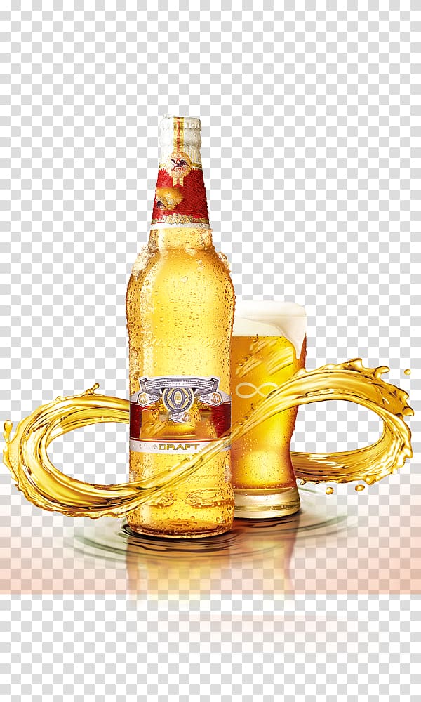 Draft pilsen bottle and pilsner glass, Budweiser Beer bottle Beer bottle, beer transparent background PNG clipart