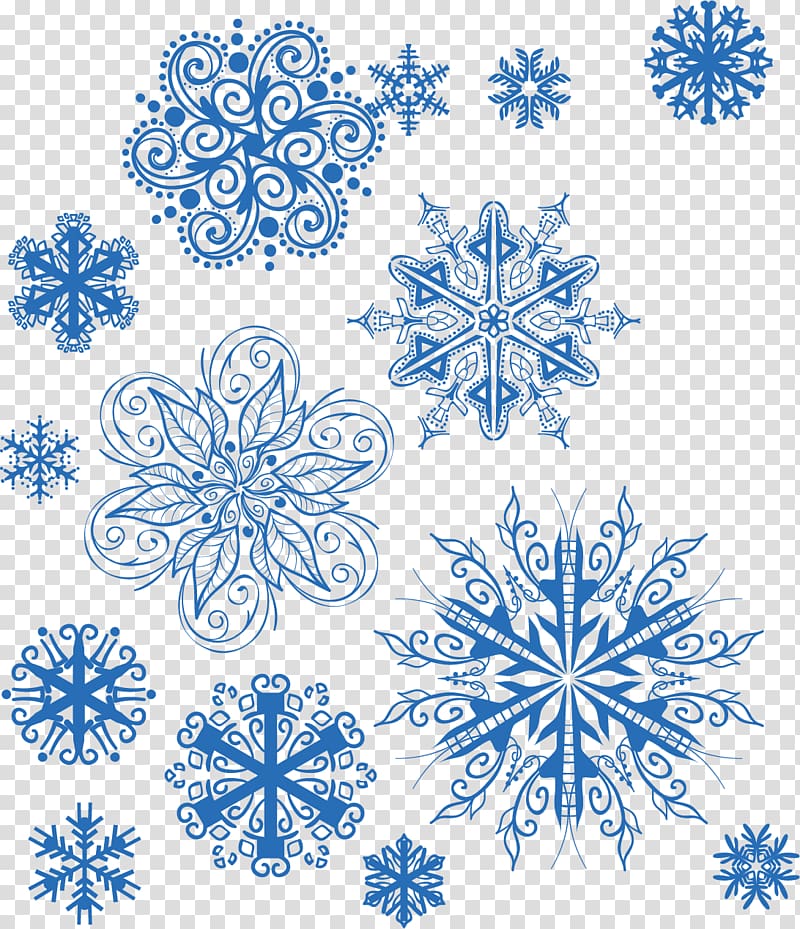 Snowflake Euclidean Pattern, Creative blue snowflake winter transparent background PNG clipart