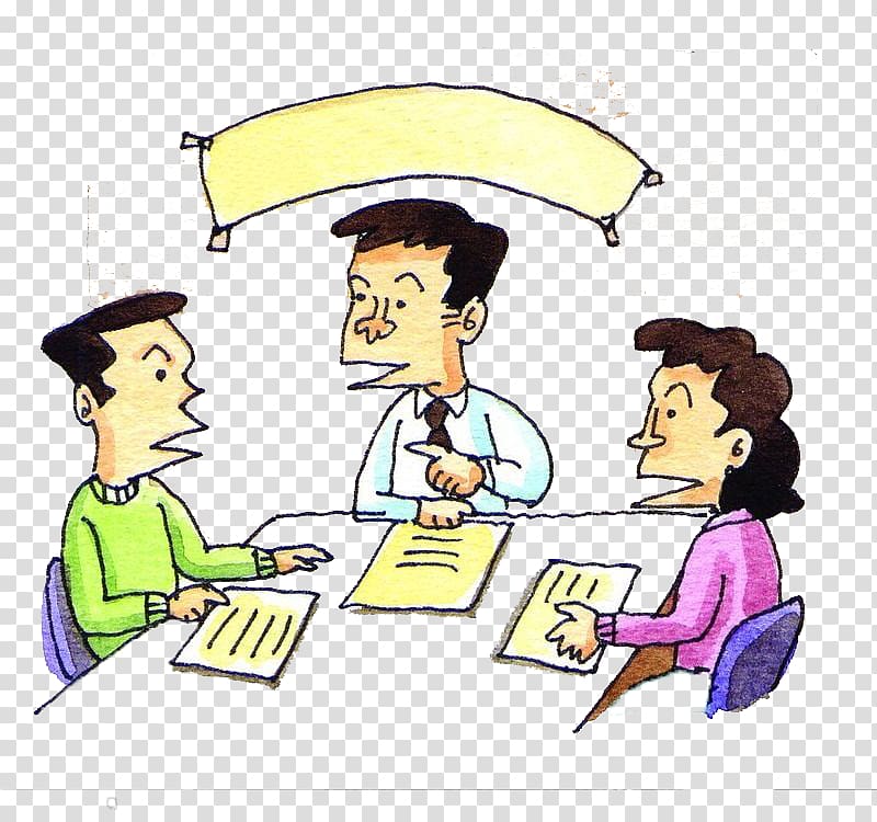 Cartoon Comics Painting Illustration, Meeting discussion transparent background PNG clipart