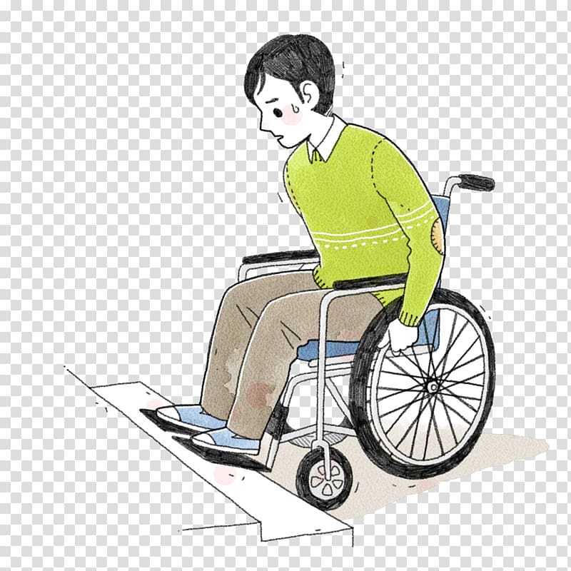Wheelchair Disability Sitting, The man in the wheelchair stepped up the steps transparent background PNG clipart