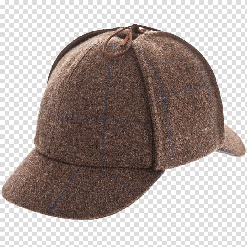 Sherlock Holmes Hat Cap Deerstalker Tweed, with a blue hat transparent background PNG clipart