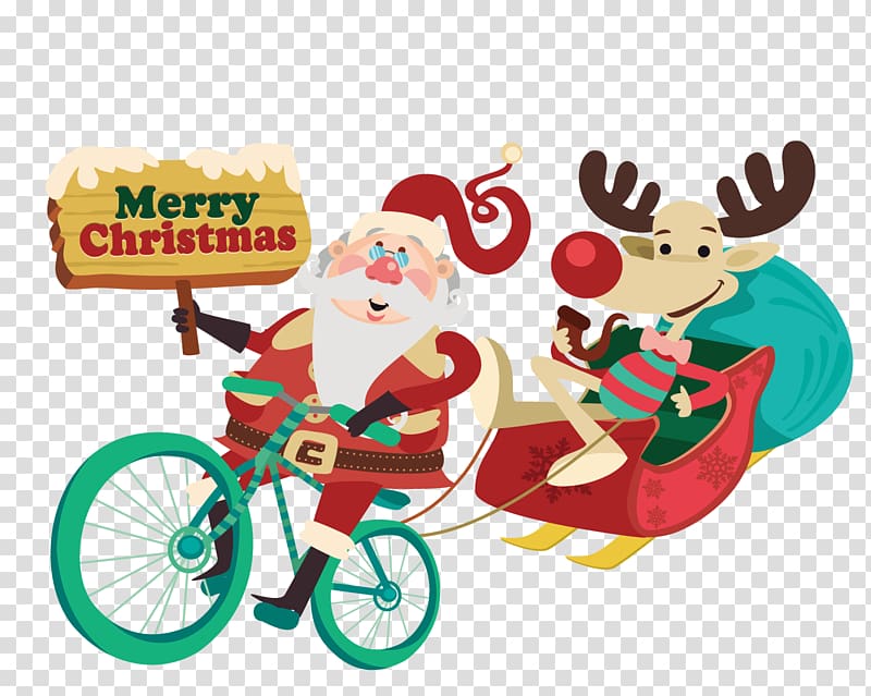 Mrs. Claus Santa Claus Bicycle Cycling Christmas, Santa Claus giving gifts transparent background PNG clipart