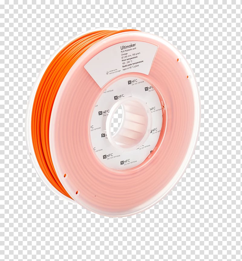 3D printing filament Polylactic acid Ultimaker Acrylonitrile butadiene styrene, Orange 3d transparent background PNG clipart