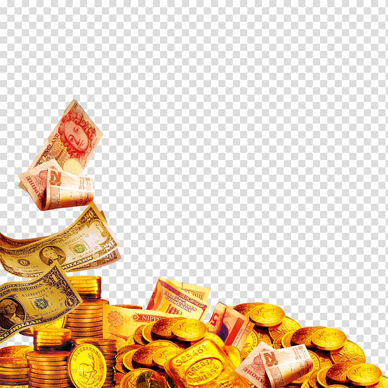 Devaluation Renminbi Exchange rate Foreign Exchange Market Foreign-exchange reserves, Piled coins and gold coins transparent background PNG clipart