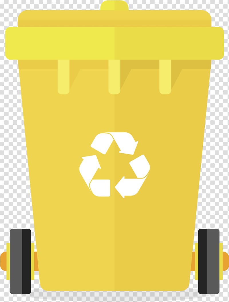 yellow trash bin illustration, Paper Waste container Logo, Yellow trash can transparent background PNG clipart