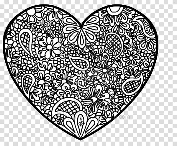 Coloring book Colouring Pages Zentangle Abstract Heart, doodle heart transparent background PNG clipart