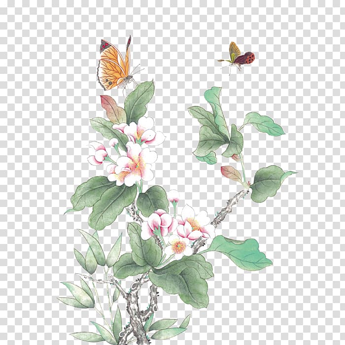 Chinese painting Tattoo Body art Flower, flower transparent background PNG clipart