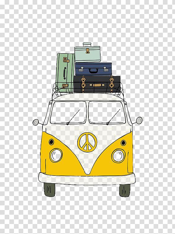 Paper Printmaking Watercolor painting Drawing, Cartoon Bus transparent background PNG clipart