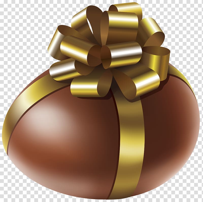 brown and gold-colored gift box, Chocolate cake Egg , Easter Chocolate Egg with Gold Bow transparent background PNG clipart