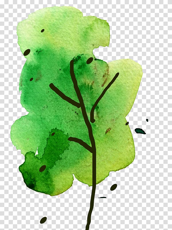 Gouache painted trees transparent background PNG clipart
