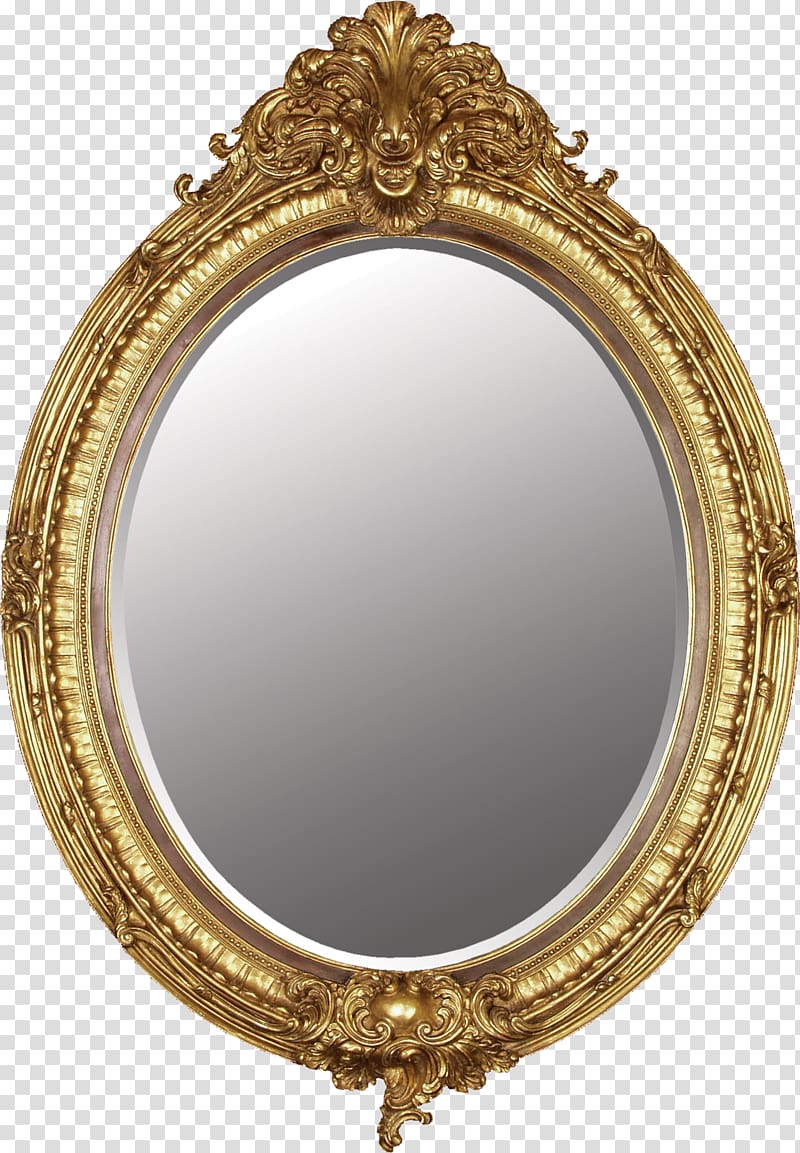 oval mirror with brown frame, Magic Mirror Queen Mirror , Mirror transparent background PNG clipart