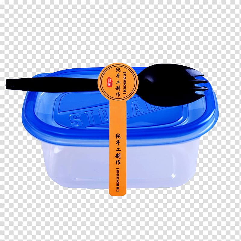 Take-out Box Plastic Bento, With fork plastic box material transparent background PNG clipart