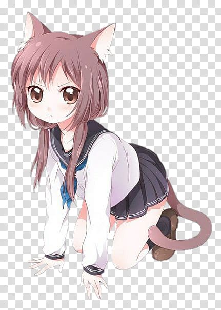 Catgirl Kavaii Anime Manga, Cat transparent background PNG clipart