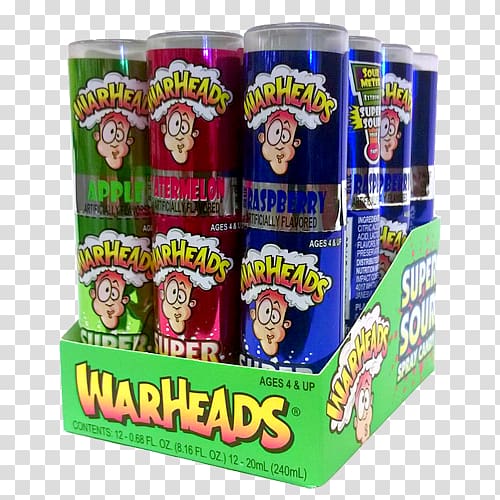 Warheads Sour Candy cane Chewing gum, assorted flavors transparent background PNG clipart