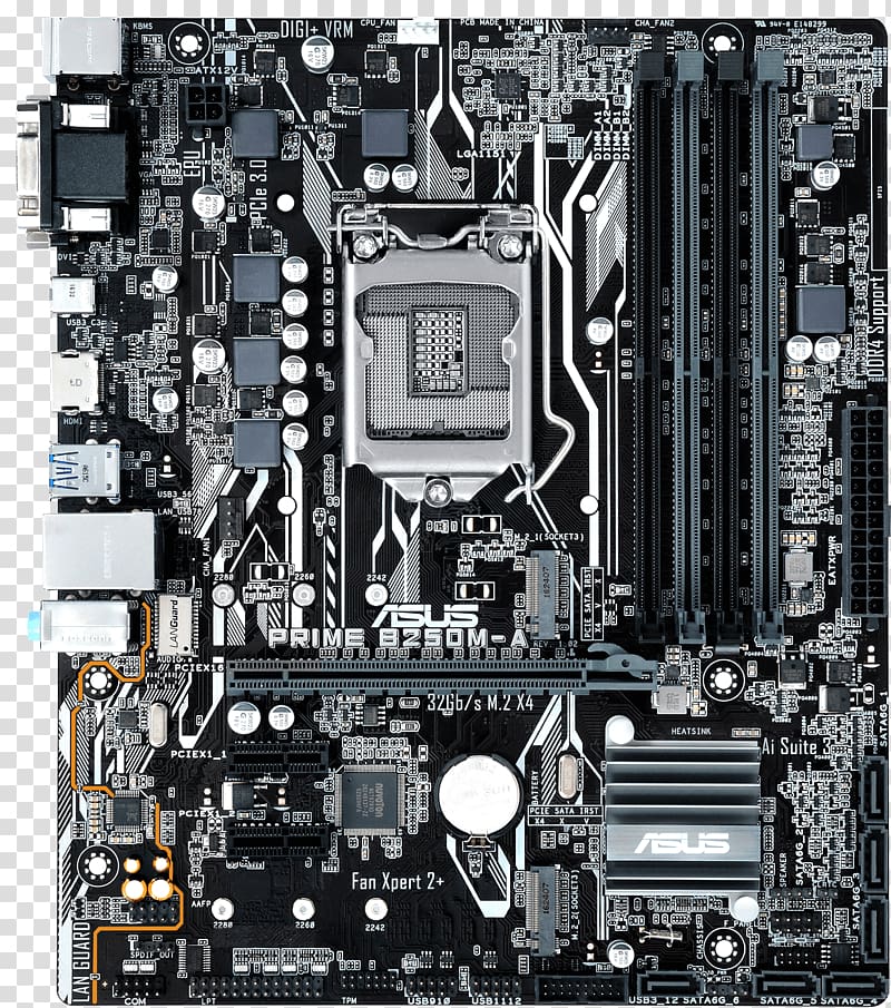 Intel ASUS PRIME B250M-A LGA 1151 microATX Motherboard, intel transparent background PNG clipart