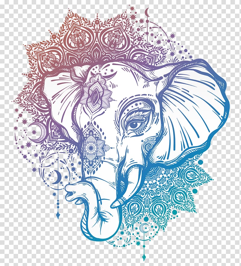 mandala elephant illustration, Tattoo artist Mandala Ganesha Elephant, ganesha transparent background PNG clipart