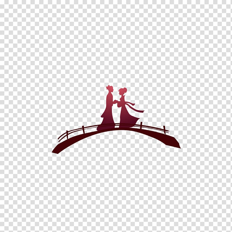 The Cowherd and the Weaver Girl Silhouette, Red magpie bridge transparent background PNG clipart