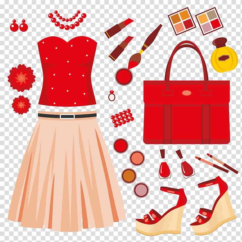 Dress Fashion Handbag , Red dress transparent background PNG clipart