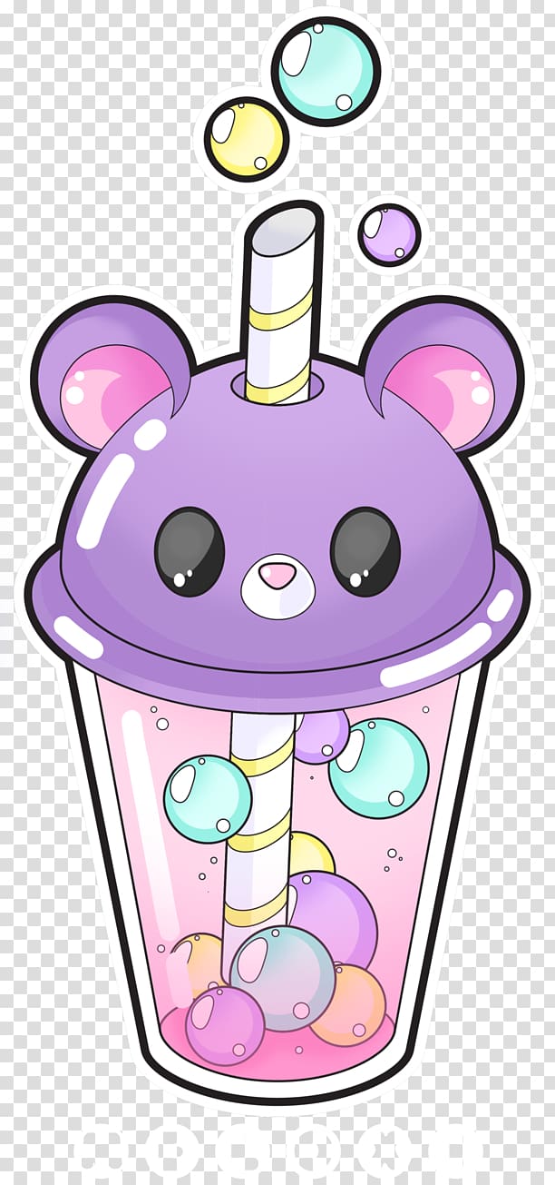 Illustration of Meloxi logo, Bubble tea Iced tea Milk Sweet tea, kawaii ...