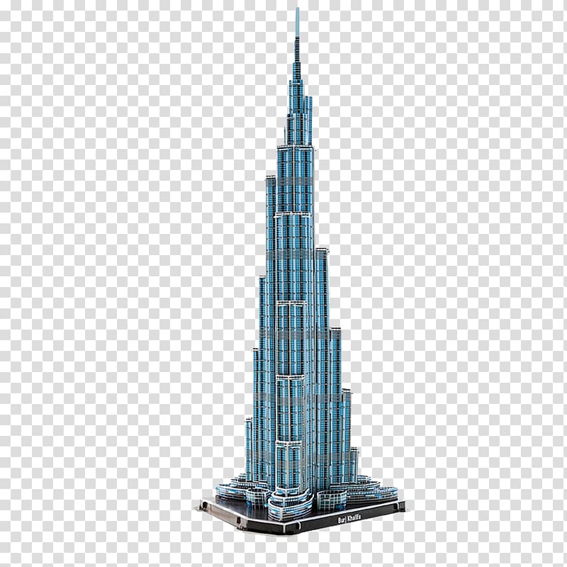 blue building illustration, Burj Khalifa Burj Al Arab Puzz 3D Jigsaw puzzle, Burj Khalifa Free transparent background PNG clipart