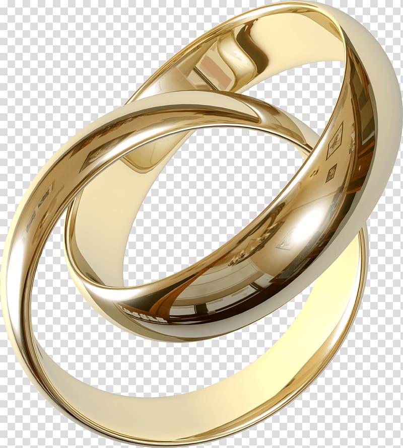 gold-colored band rings , Wedding Rings Jewelry transparent background PNG clipart
