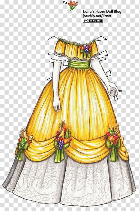 Dress Ball gown Paper doll Evening gown, Paper Ribbon transparent background PNG clipart