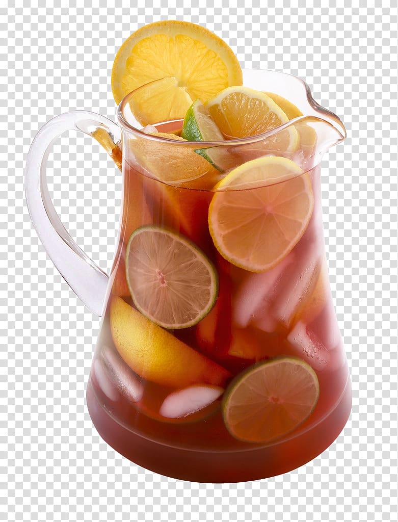 juice inside pitcher with lemons, Juice Tea Sangria Cocktail garnish Lemonade, A juice bar transparent background PNG clipart