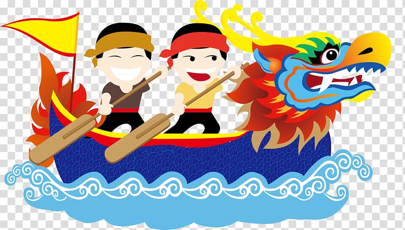 Dragon Boat Festival , Join hands to race dragon boat transparent background PNG clipart