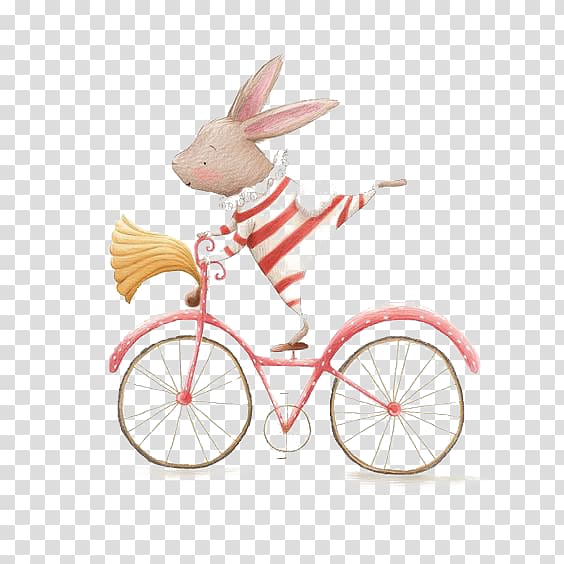 piglet riding bicycle , Drawing Illustrator Illustration, rabbit transparent background PNG clipart