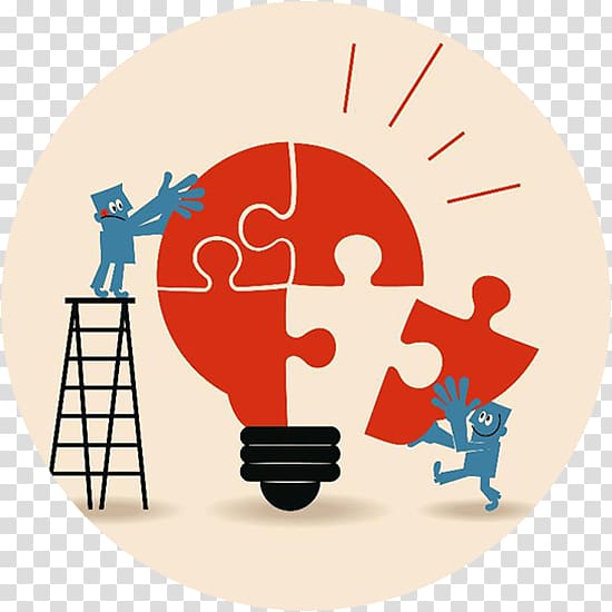 men fixing red light bulb puzzle illustration, Implementation Problem solving Business Collaboration Organization, innovation transparent background PNG clipart