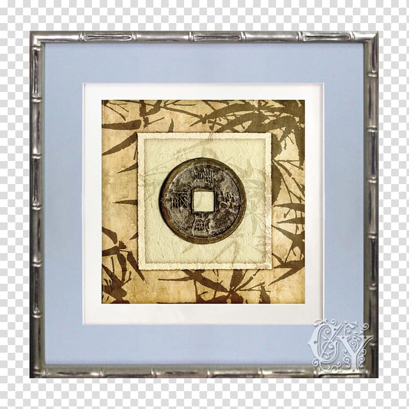 Frames , Bamboo frame metal coins ancient murals transparent background PNG clipart
