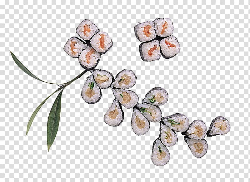 Sushi Japanese Cuisine European cuisine, Put into a flower-shaped sushi transparent background PNG clipart