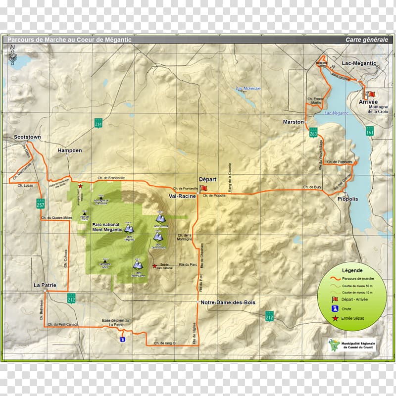 Mont-Mégantic National Park Lac-Mégantic Estrie Hiking Map, map transparent background PNG clipart