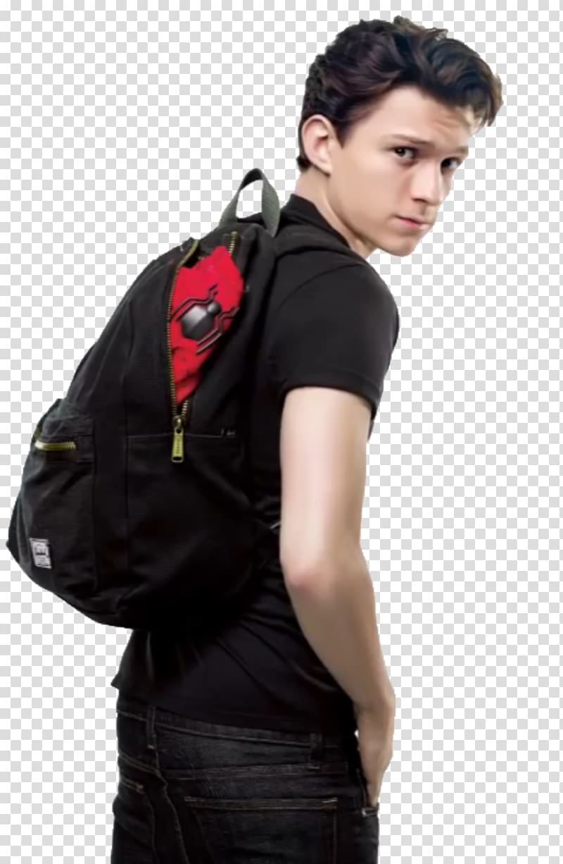 man wearing black short-sleeved shirt, Tom Holland Spider-Man: Homecoming YouTube CNET, Peter parker transparent background PNG clipart