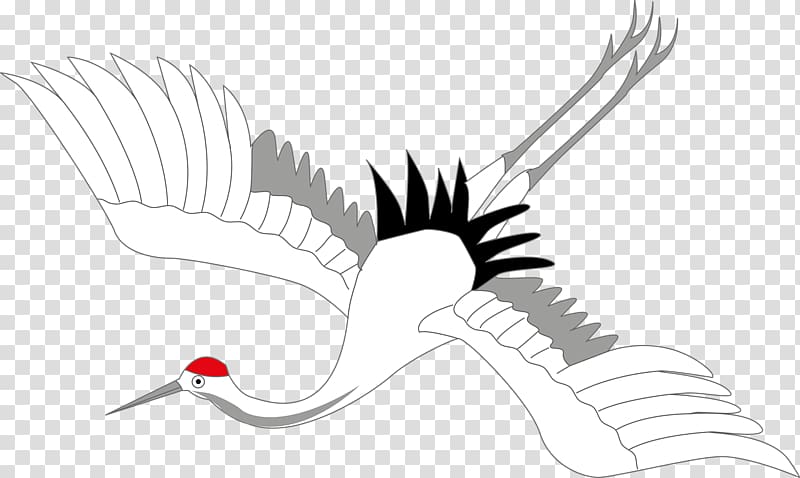 white red-crowned crane transparent background PNG clipart