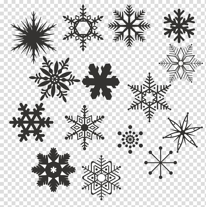 Black and white Snowflake, Snow is black and white transparent background PNG clipart