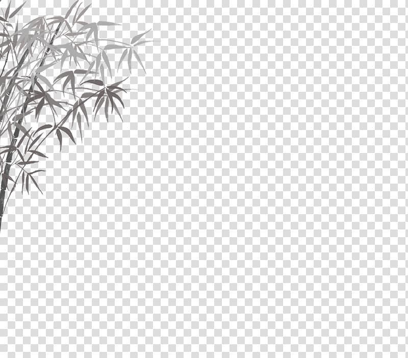 Ink wash painting Black and white Ink brush Shan shui, bamboo transparent background PNG clipart