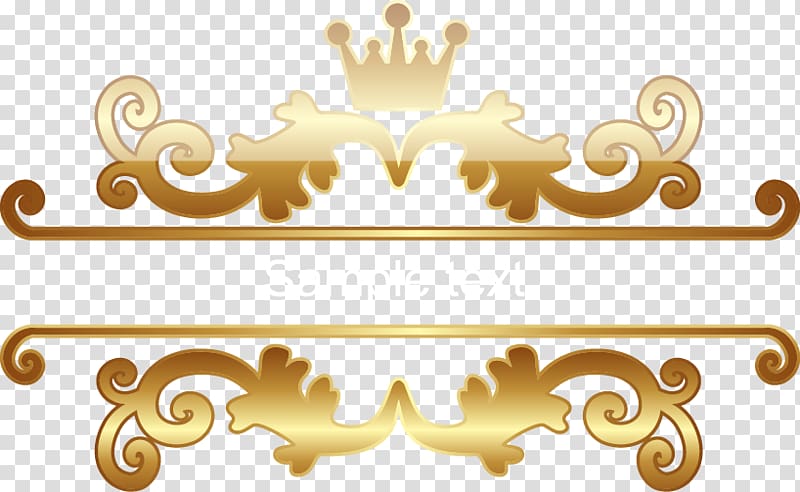 gold text frame, Motif Crown Vecteur, Gold pattern transparent background PNG clipart