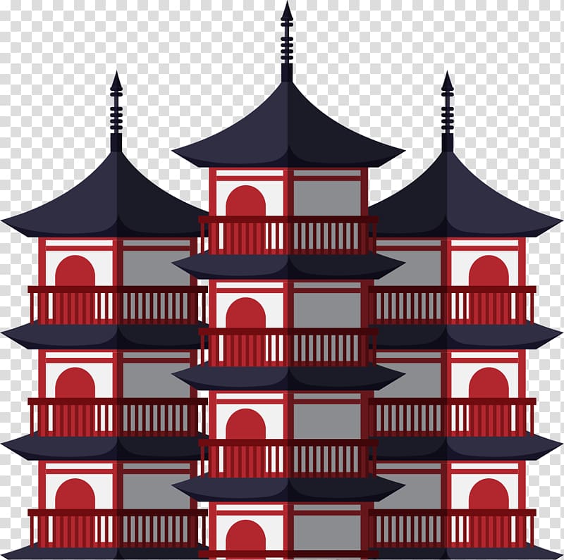 Japan Art, Hand-painted Japanese Pagoda transparent background PNG clipart