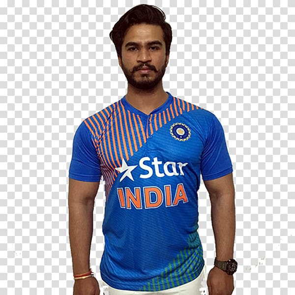 MS Dhoni Jersey cricket team T-shirt India national cricket team, T-shirt transparent background PNG clipart
