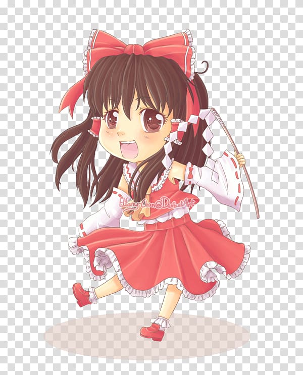 Reimu Hakurei Mangaka Chibi Anime, Chibi transparent background PNG clipart