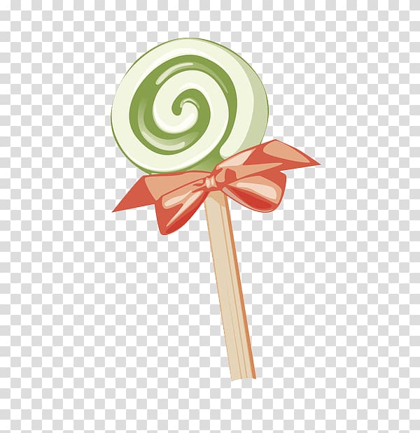 Lollipop Stick candy Sugar, Creative hand-painted lollipop with bow transparent background PNG clipart