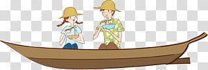Cartoon Illustration, Floating boat transparent background PNG clipart thumbnail