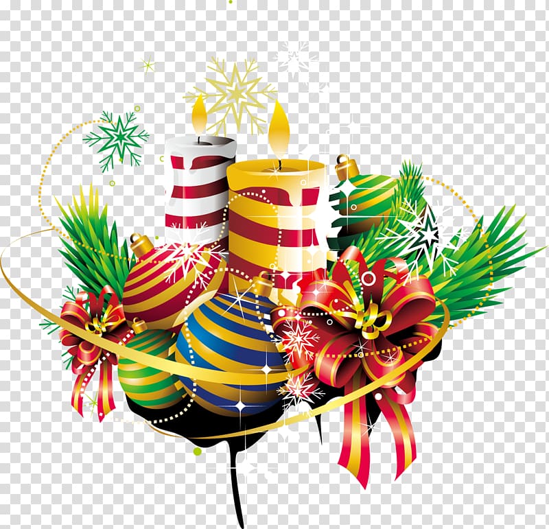 Snegurochka New Year tree Christmas , Colorful Christmas candle transparent background PNG clipart