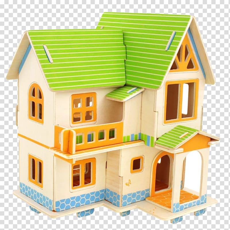 Jigsaw puzzle 3D computer graphics House Toy Wood, Castle villa house creative transparent background PNG clipart