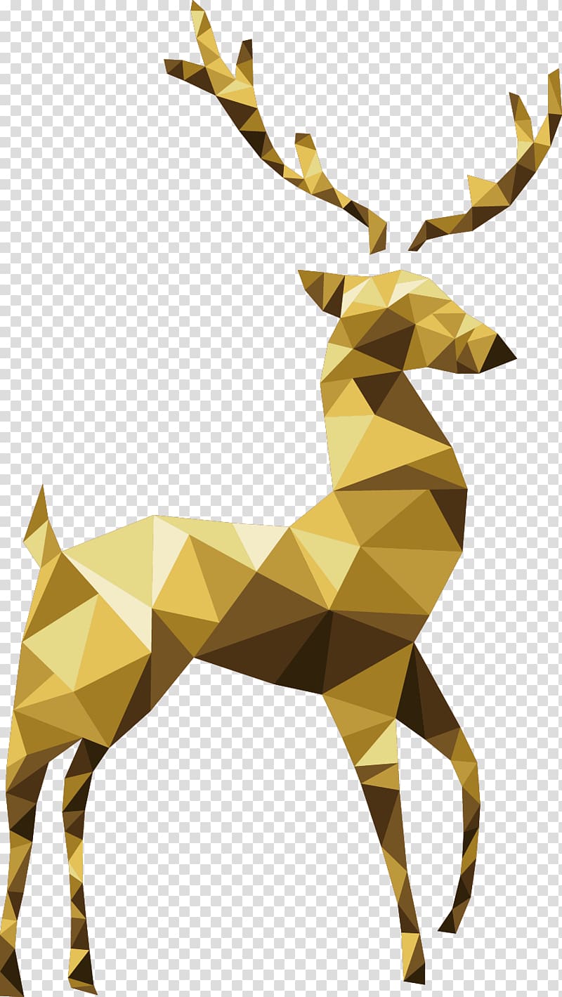 Santa Clauss reindeer Santa Clauss reindeer Christmas, Geometric golden reindeer transparent background PNG clipart